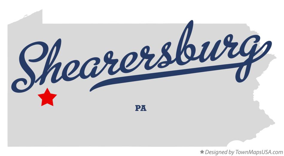 Map of Shearersburg Pennsylvania PA