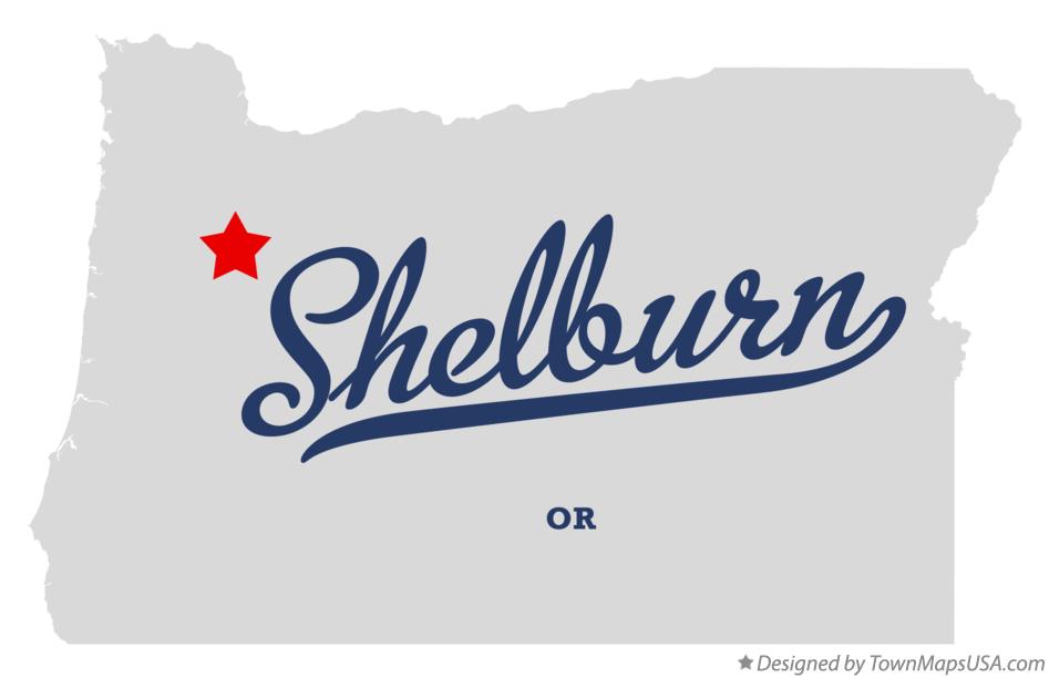 Map of Shelburn Oregon OR