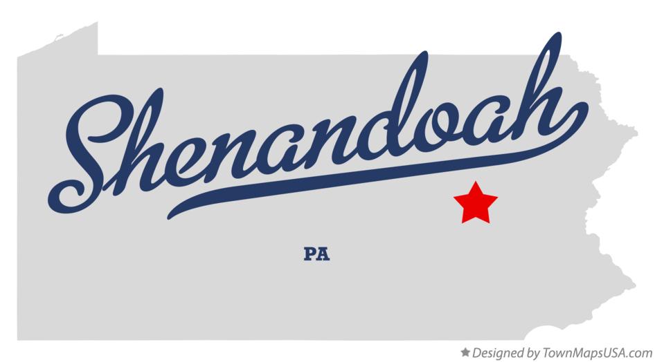 Map of Shenandoah Pennsylvania PA