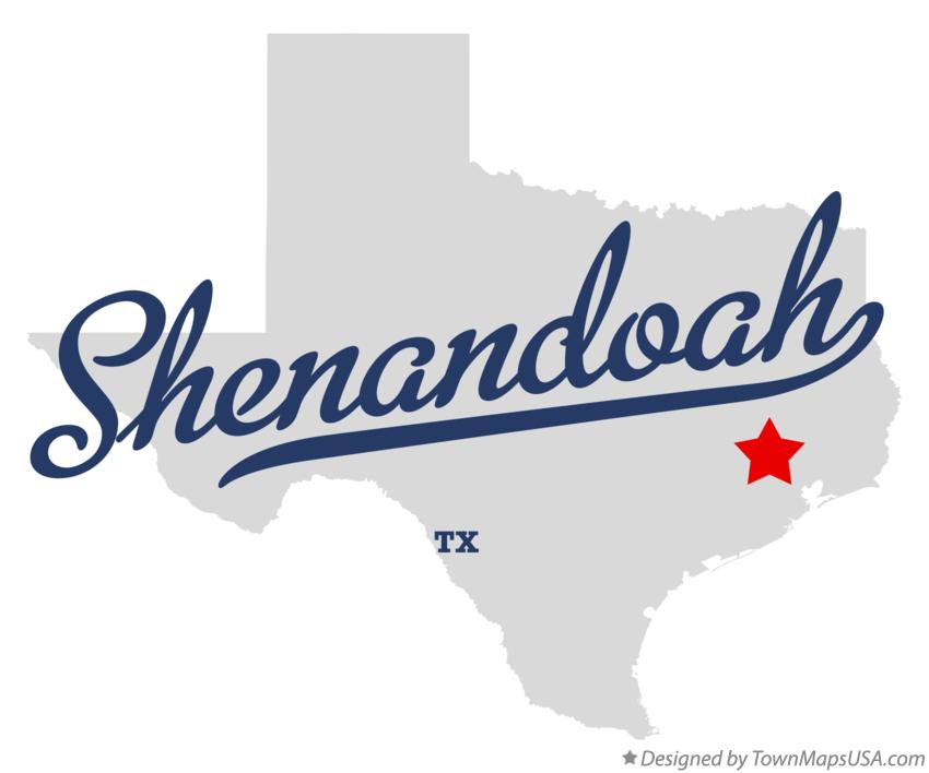 Map of Shenandoah Texas TX