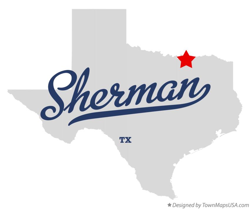 Map of Sherman Texas TX