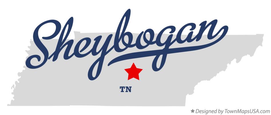 Map of Sheybogan Tennessee TN