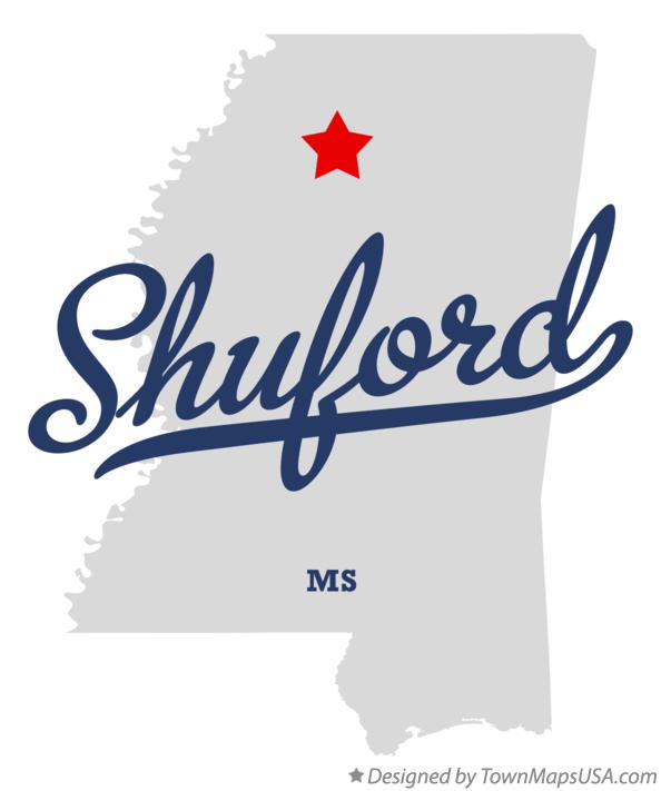 Map of Shuford Mississippi MS