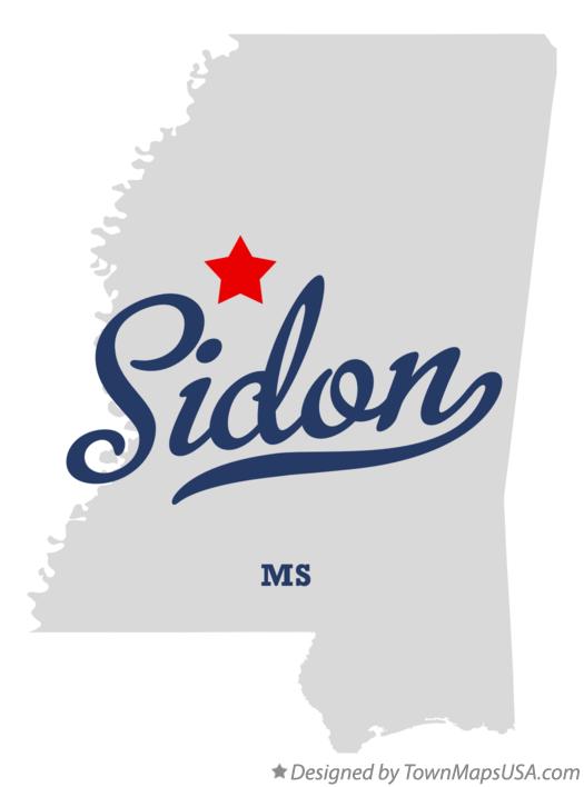 Map of Sidon Mississippi MS