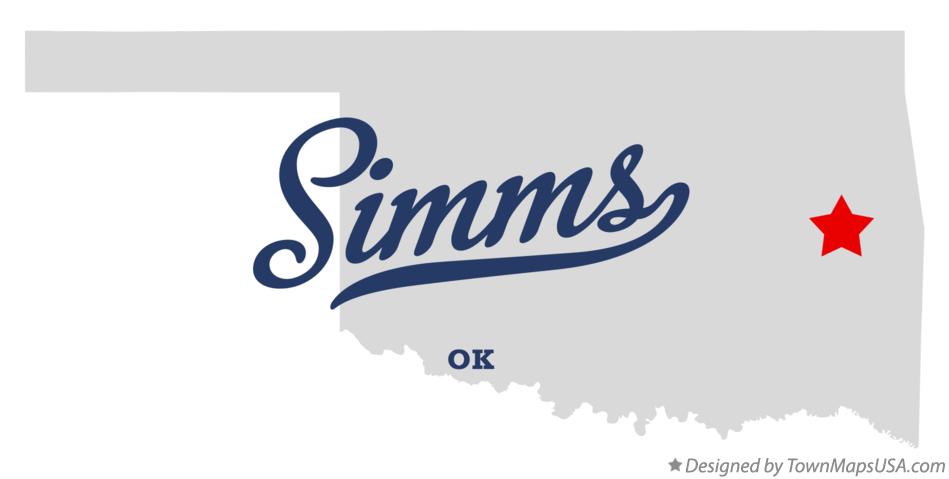 Map of Simms Oklahoma OK