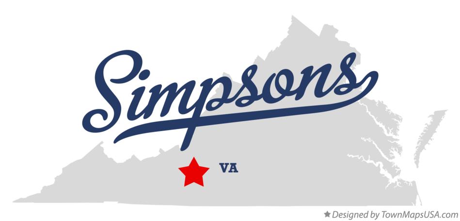 Map of Simpsons Virginia VA