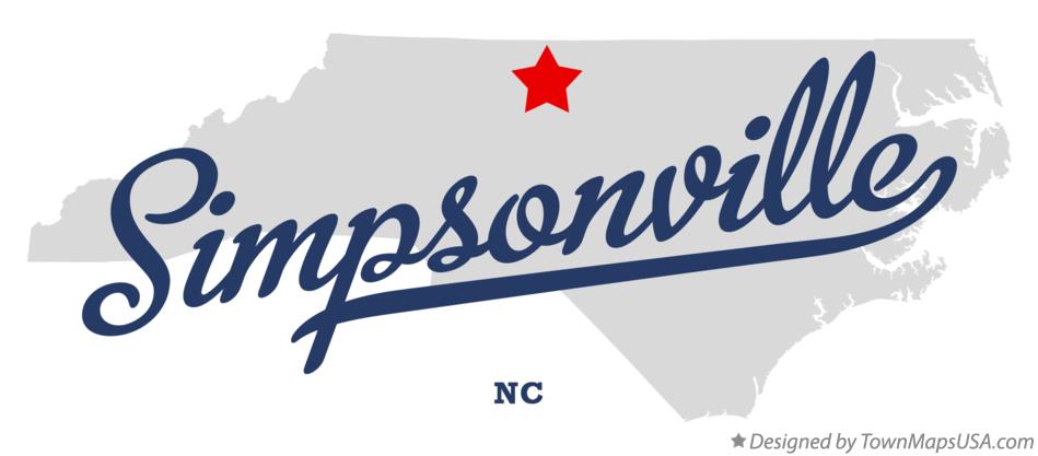 Map of Simpsonville North Carolina NC