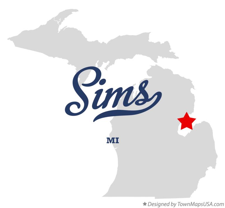 Map of Sims Michigan MI