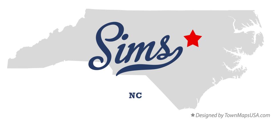 Map of Sims North Carolina NC