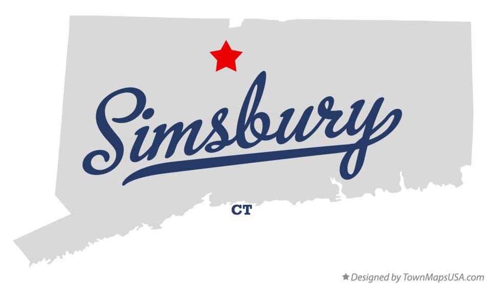 Map of Simsbury Connecticut CT