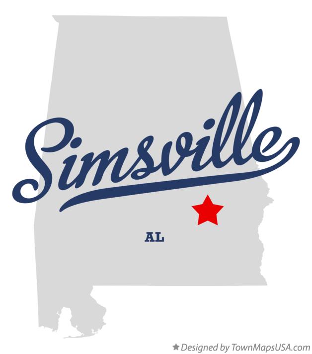 Map of Simsville Alabama AL