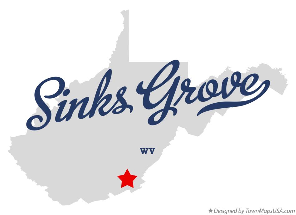 Map of Sinks Grove West Virginia WV