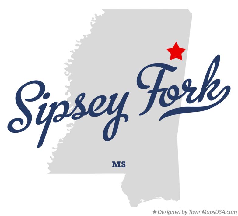 Map of Sipsey Fork Mississippi MS