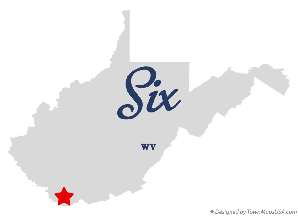 Map of Six West Virginia WV