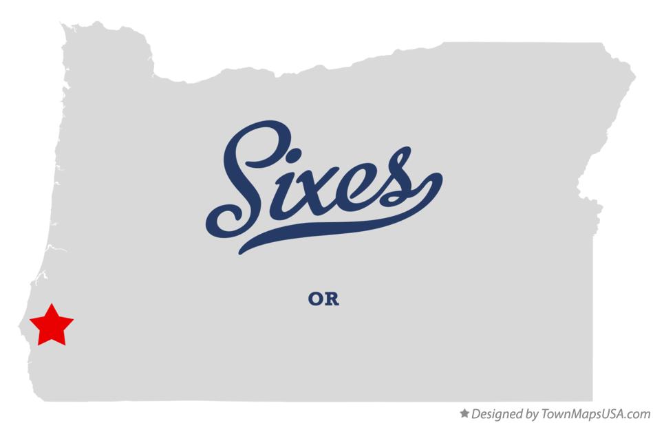 Map of Sixes Oregon OR
