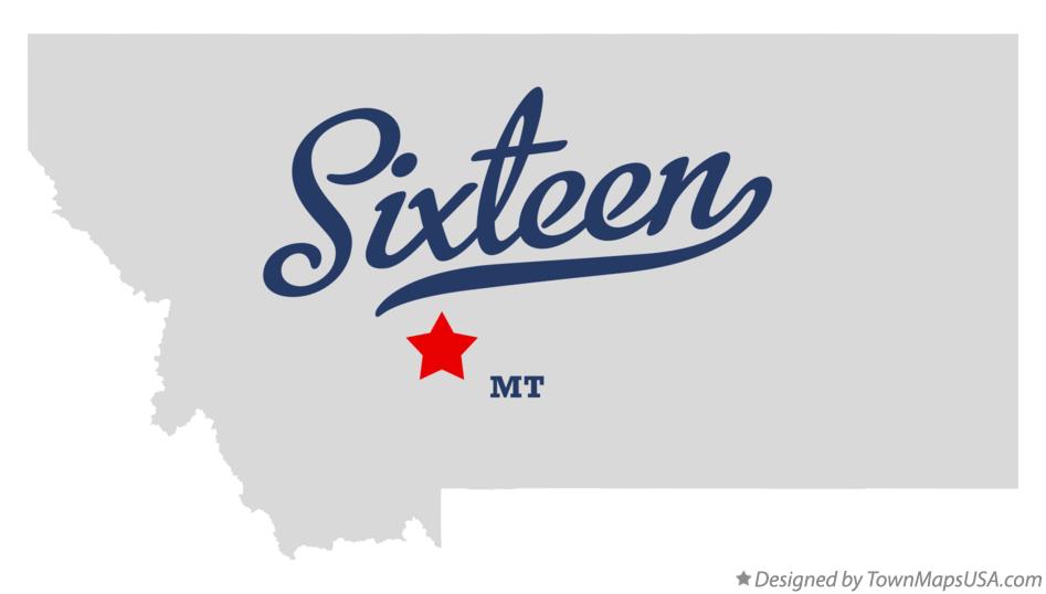 Map of Sixteen Montana MT