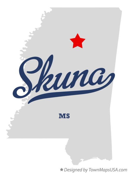 Map of Skuna Mississippi MS
