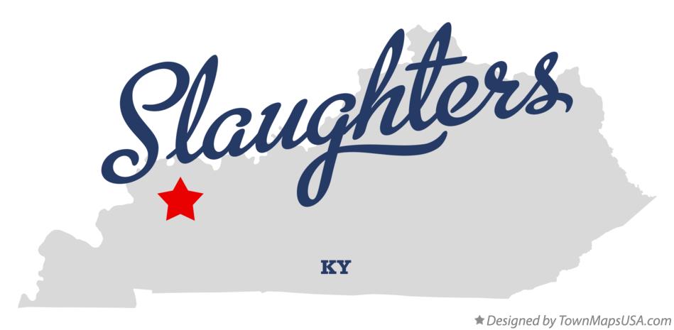 Map of Slaughters Kentucky KY