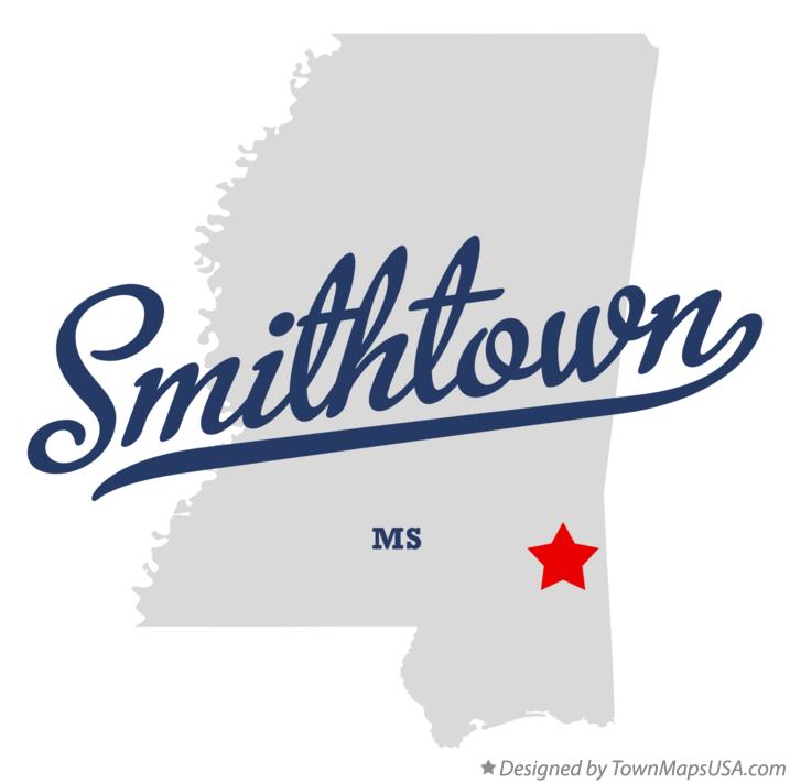 Map of Smithtown Mississippi MS