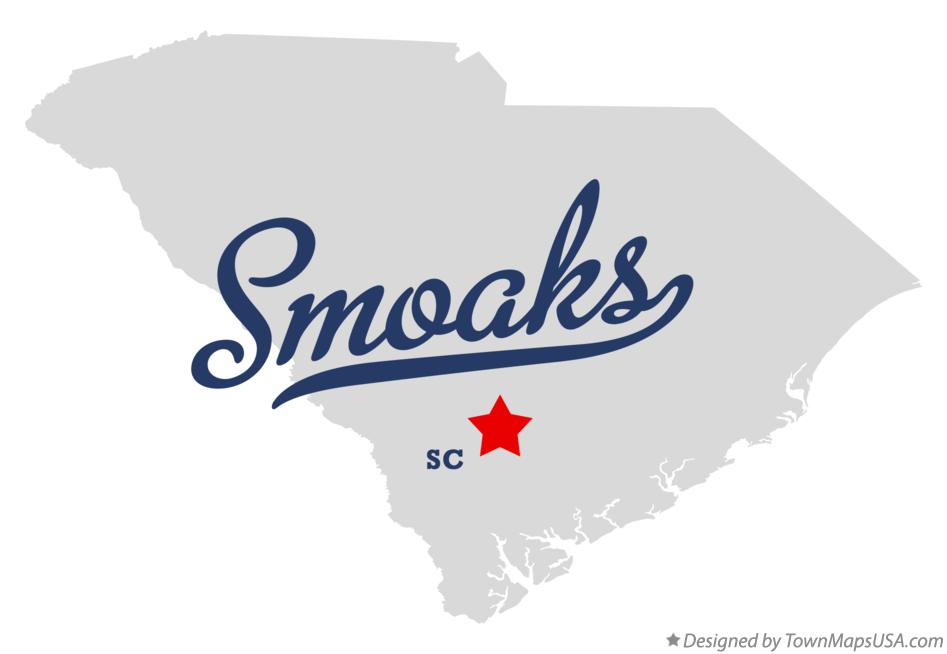 Map of Smoaks South Carolina SC