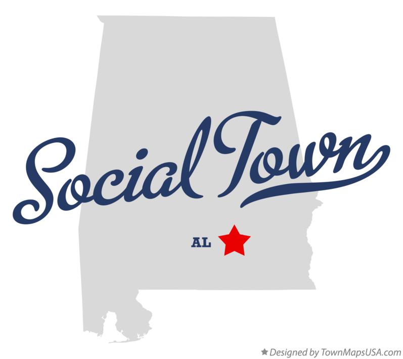 Map of Social Town Alabama AL