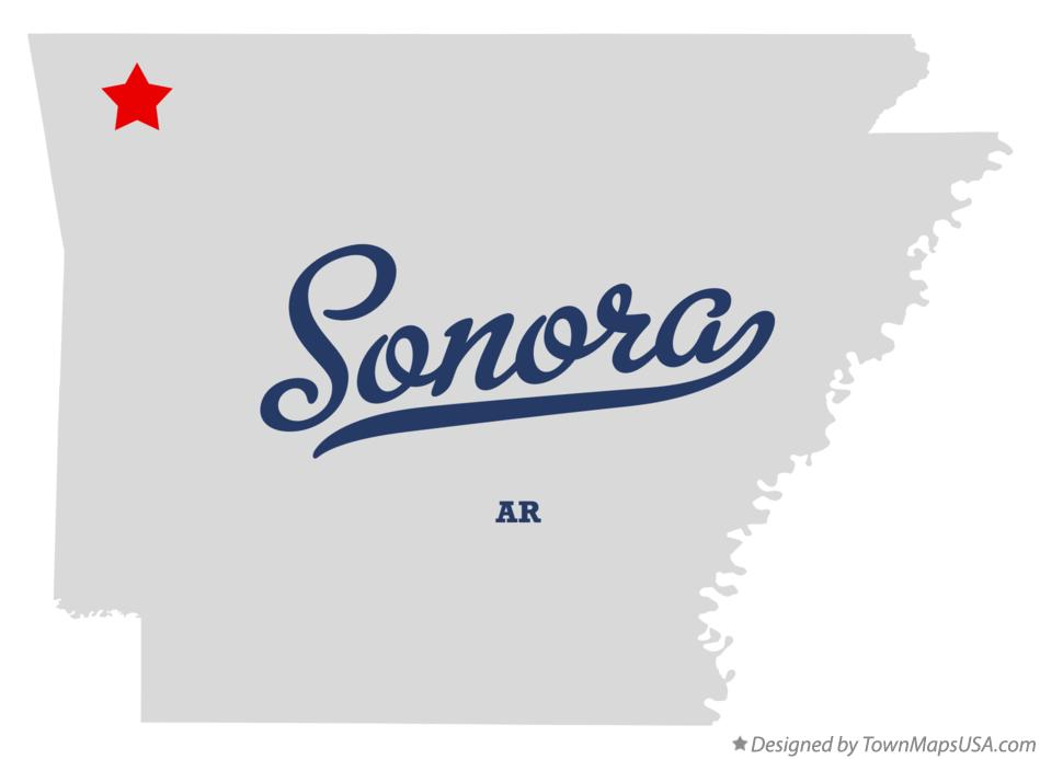 Map of Sonora Arkansas AR
