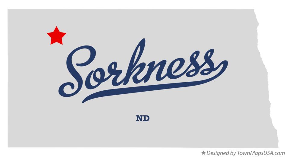 Map of Sorkness North Dakota ND