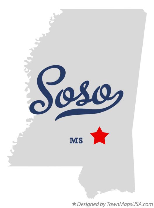 Map of Soso Mississippi MS
