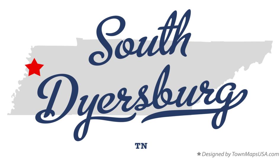 Map of South Dyersburg Tennessee TN