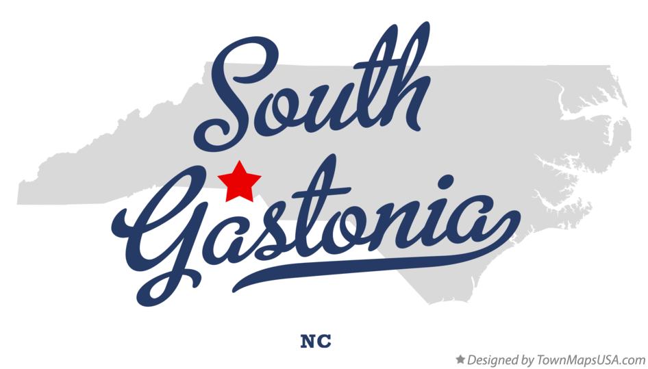 Map of South Gastonia North Carolina NC