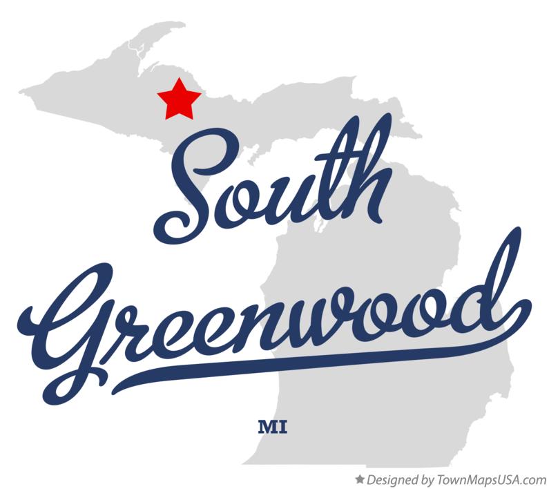 Map of South Greenwood Michigan MI