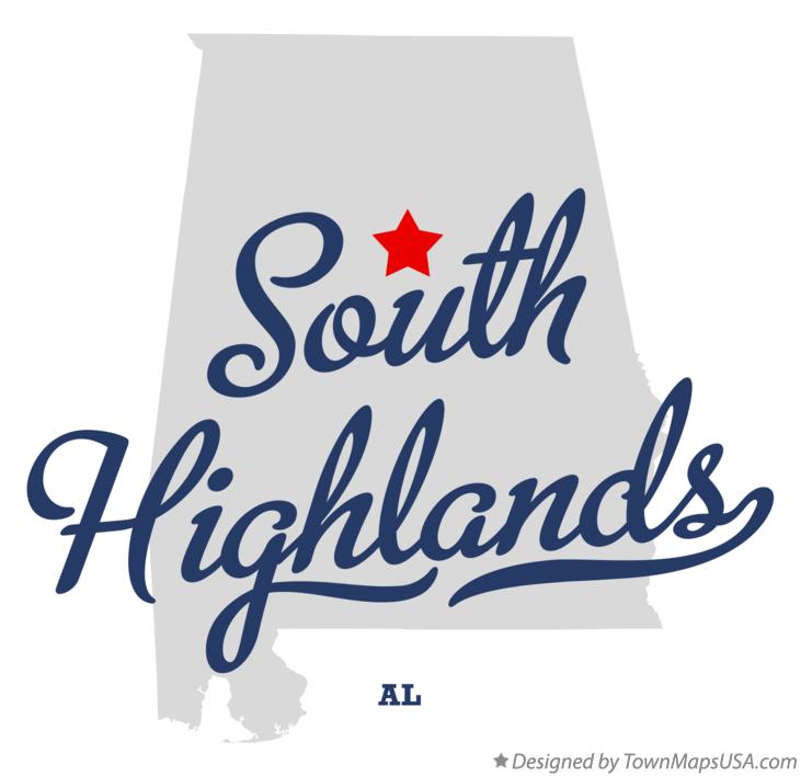 Map of South Highlands Alabama AL