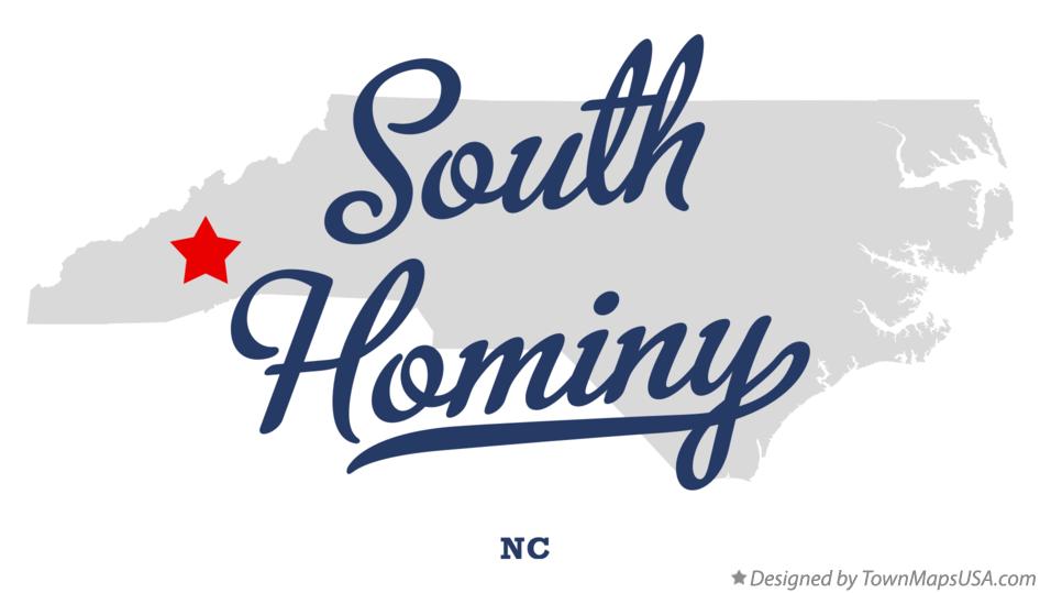 Map of South Hominy North Carolina NC