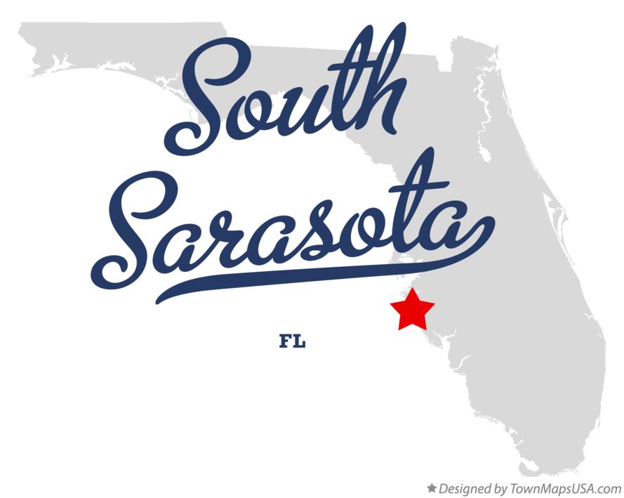 Map of South Sarasota Florida FL