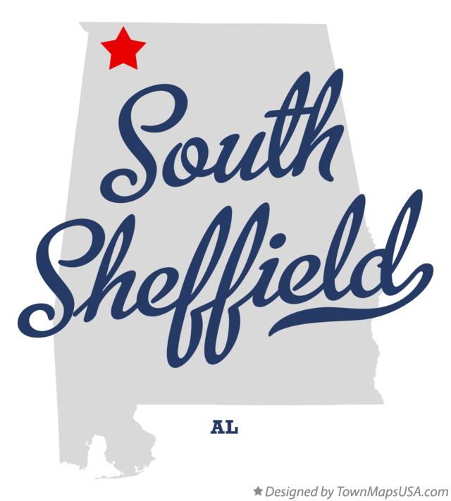 Map of South Sheffield Alabama AL