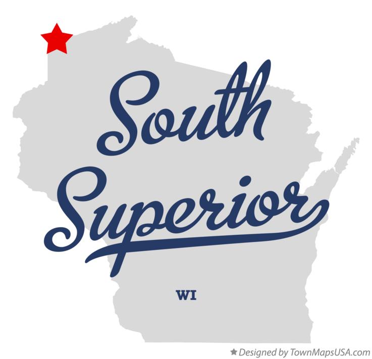 Map of South Superior Wisconsin WI