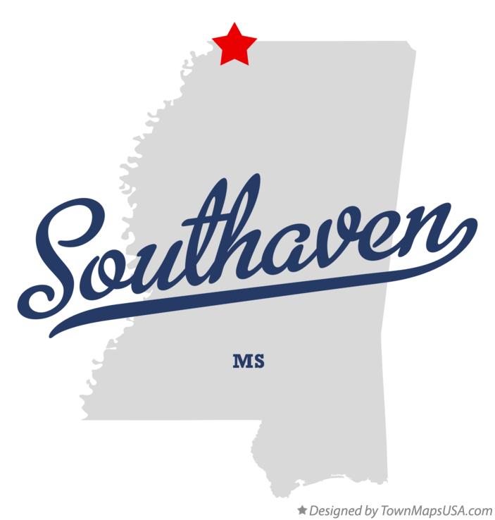 Map of Southaven Mississippi MS