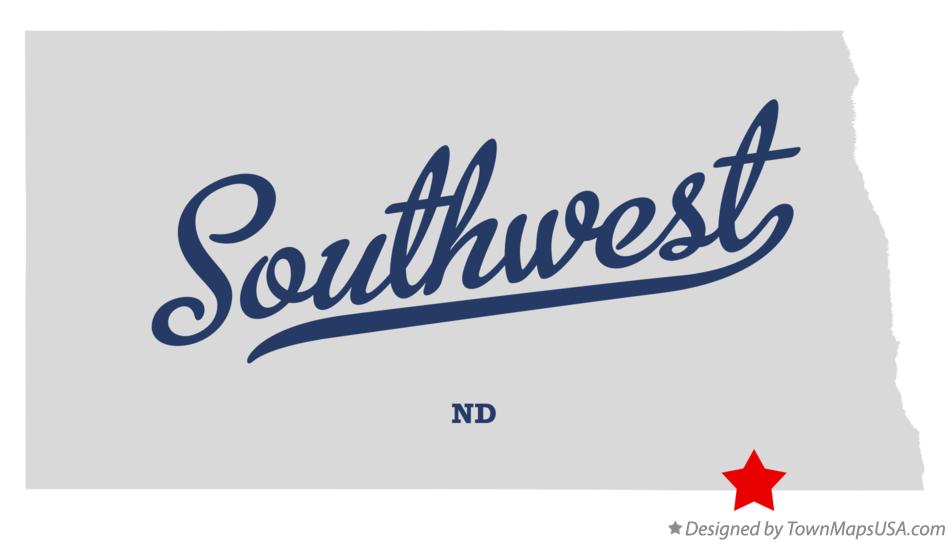 Map of Southwest North Dakota ND