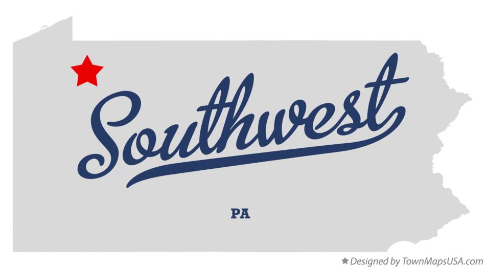 Map of Southwest Pennsylvania PA