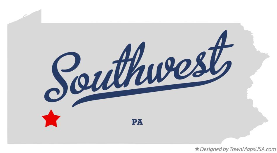 Map of Southwest Pennsylvania PA