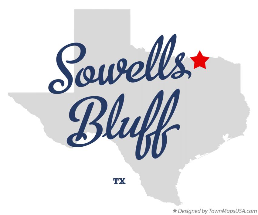 Map of Sowells Bluff Texas TX