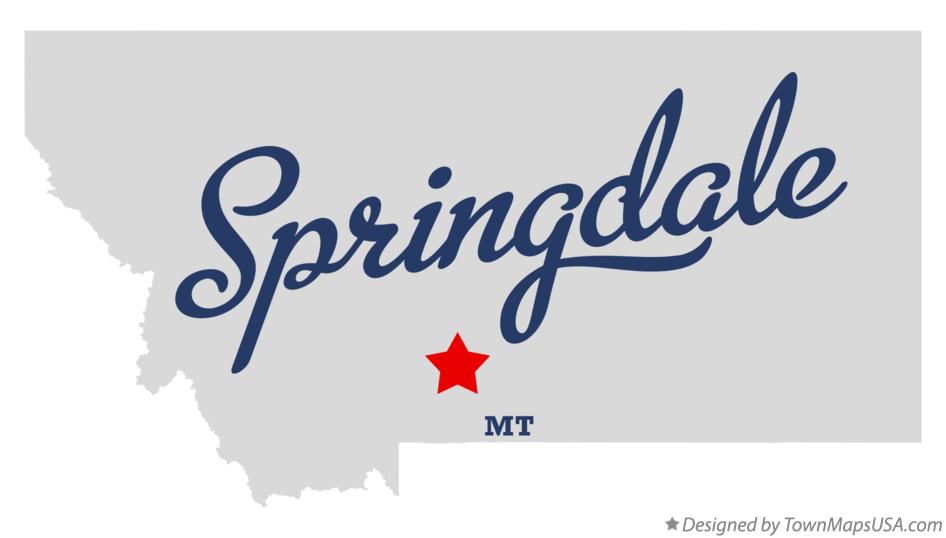 Map of Springdale Montana MT