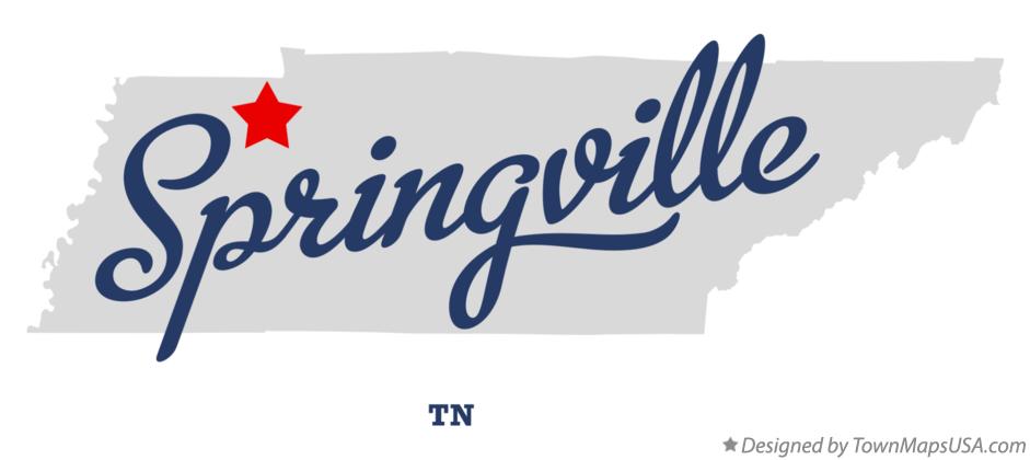 Map of Springville Tennessee TN