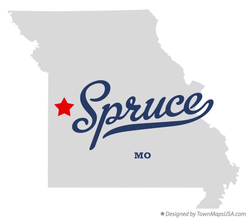 Map of Spruce Missouri MO