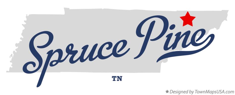 Map of Spruce Pine Tennessee TN