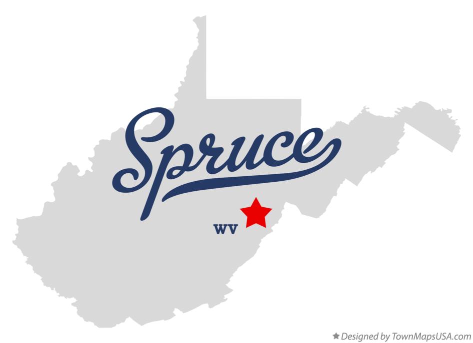Map of Spruce West Virginia WV