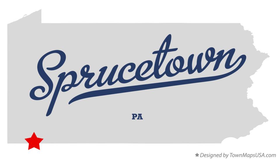 Map of Sprucetown Pennsylvania PA