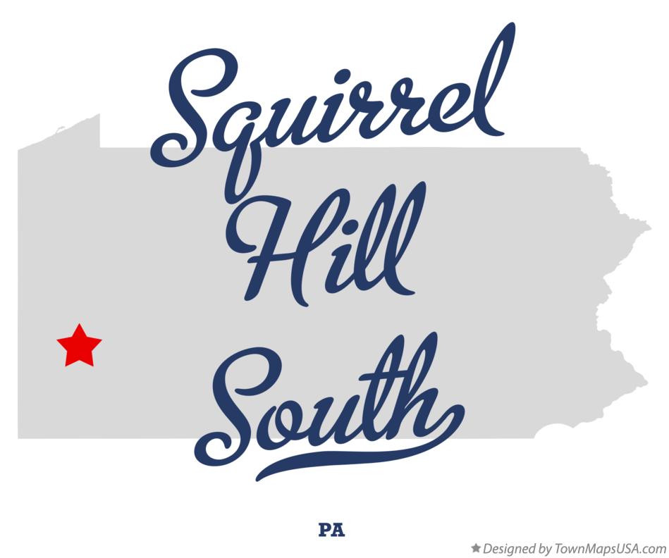 Map of Squirrel Hill South Pennsylvania PA
