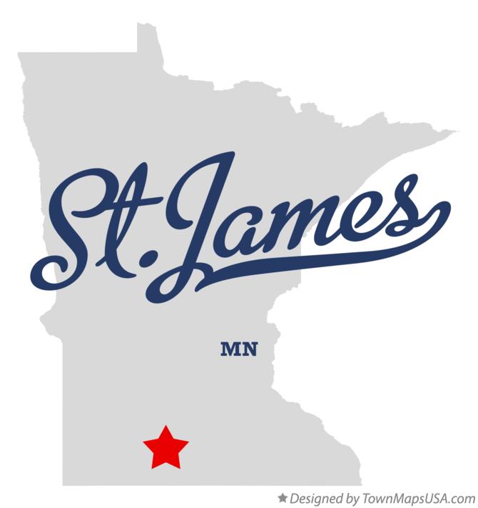 Map of St.James Minnesota MN