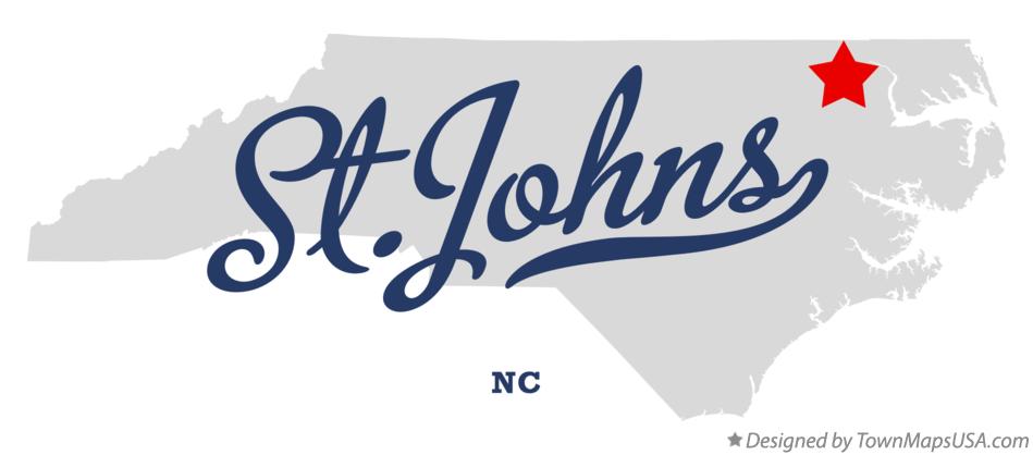 Map of St.Johns North Carolina NC